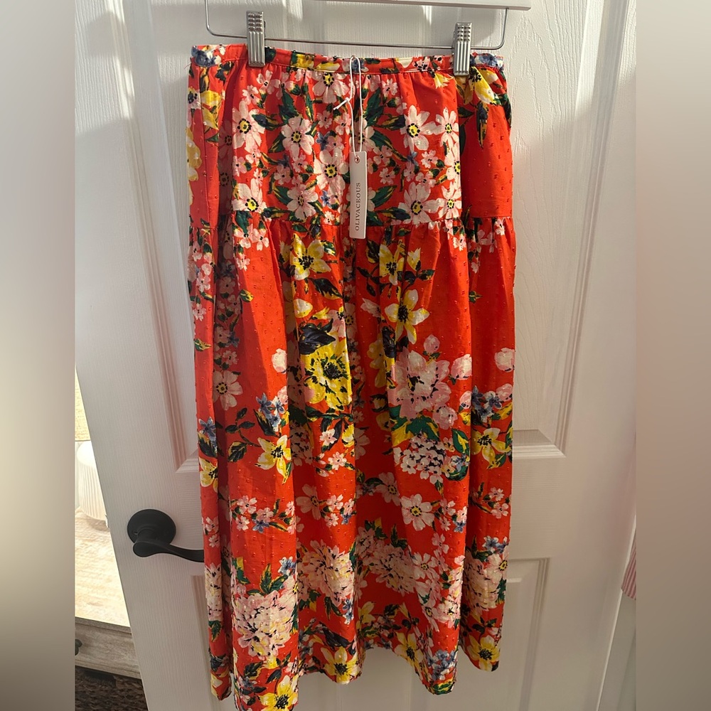 Olivaceous Orange Tiered Maxi Skirt for Resort